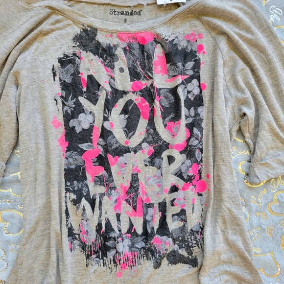 Tan ALL YOU EVER WANTED Tee Pink Graphics Stranded - Picture 2 of 6